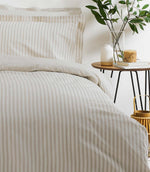 Hebden Stripe Natural 100% Cotton Duvet Cover Set
