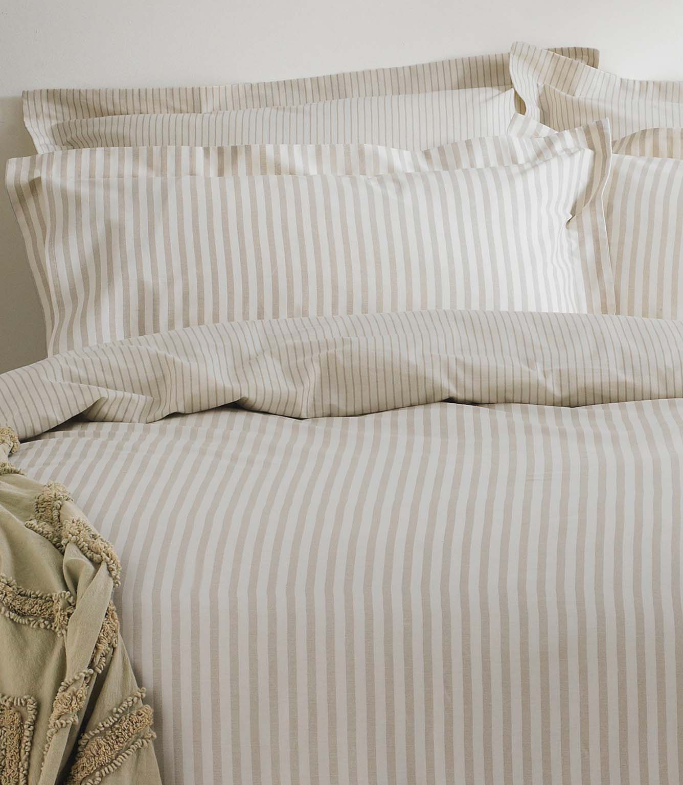 Hebden Stripe Natural 100% Cotton Duvet Cover Set