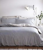 Hebden Stripe Navy 100% Cotton Duvet Cover Set
