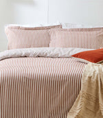 Hebden Stripe Pecan 100% Cotton Duvet Cover Set
