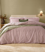 Hebden Stripe Rosewood 100% Cotton Duvet Cover Set