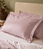 Hebden Stripe Rosewood 100% Cotton Duvet Cover Set