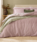 Hebden Stripe Rosewood 100% Cotton Duvet Cover Set