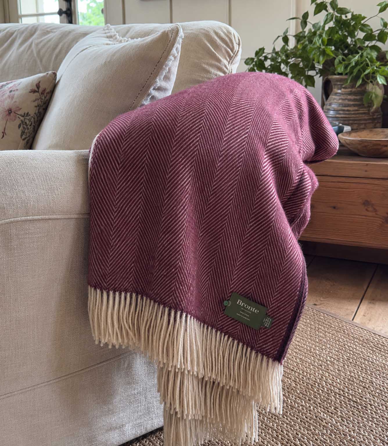 Herringbone Maroon Throw