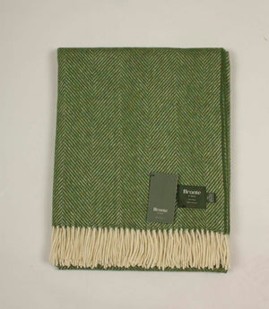 Herringbone Olive Green Throw