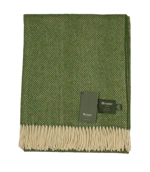 Herringbone Olive Green Throw