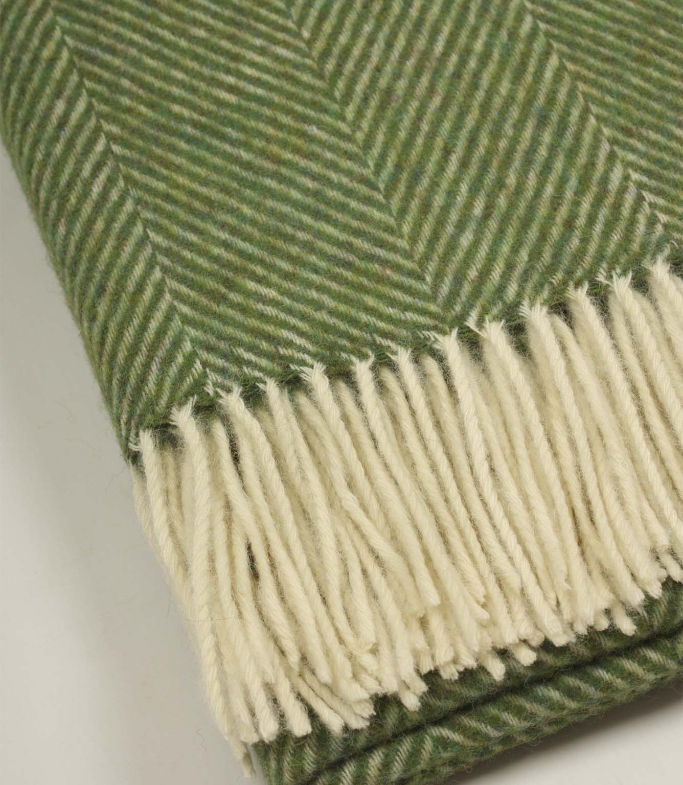 Herringbone Olive Green Throw