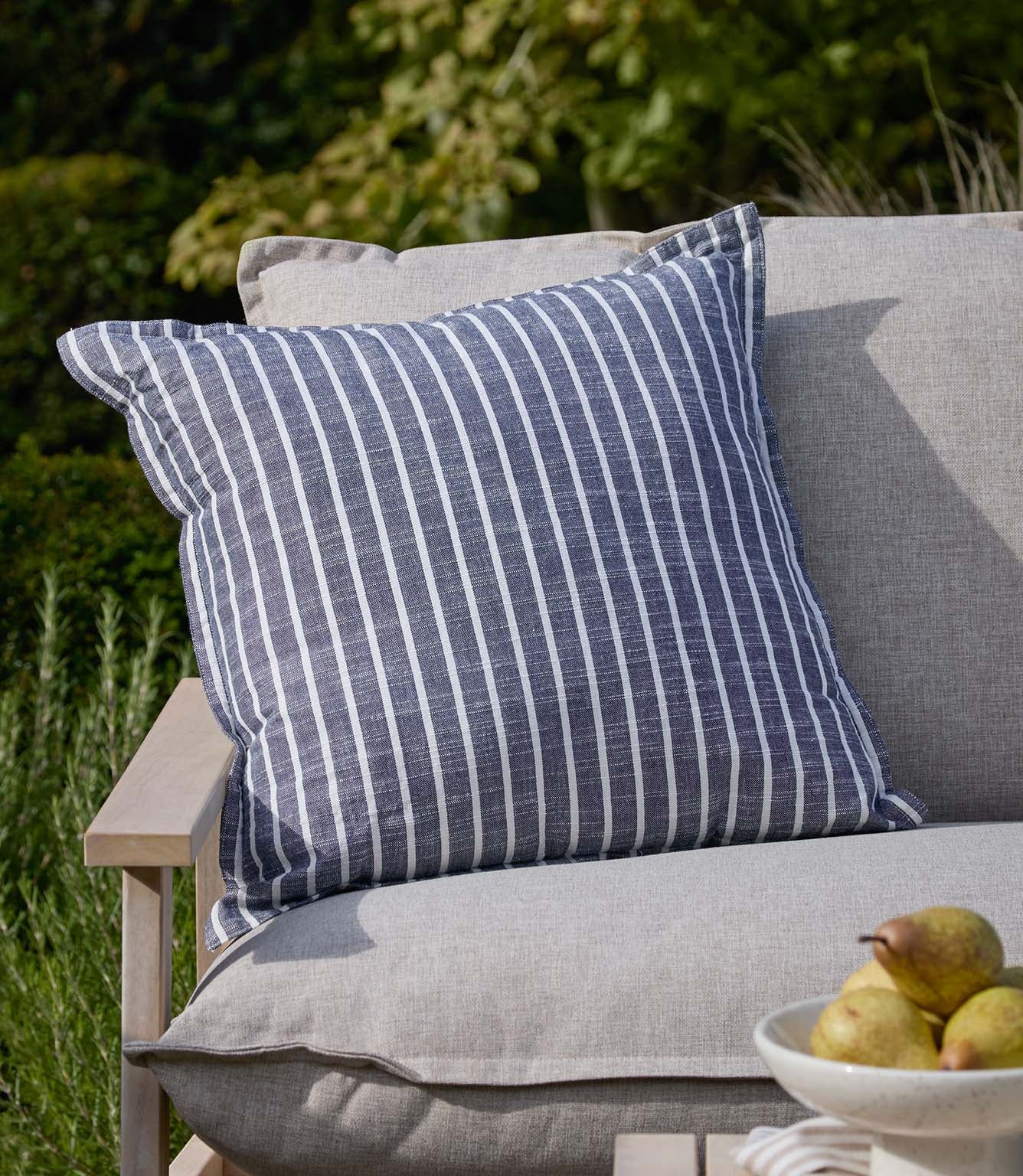 Hessle Stripe Navy Outdoor Cushion