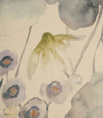 Close-up of Hibberia Crocus cotton fabric featuring a watercolour floral design on a neutral background.