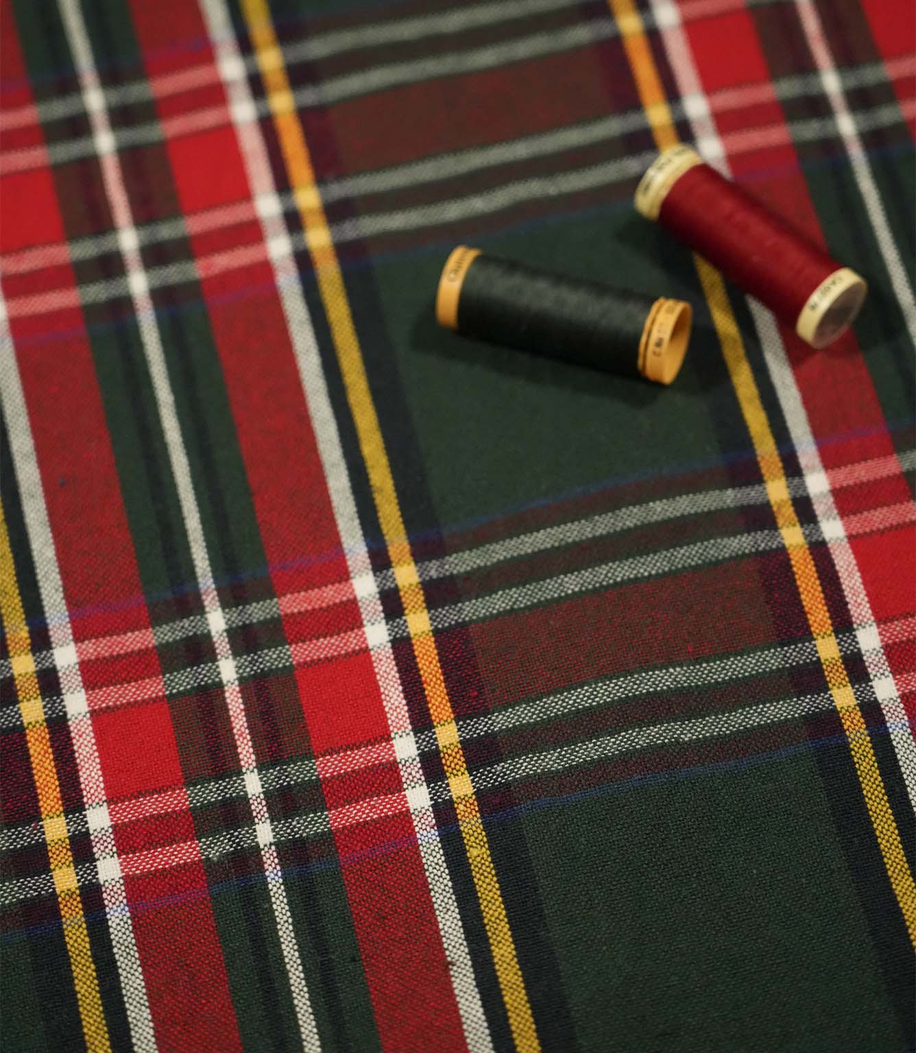 Highland Tartan Fabric / Green / Red