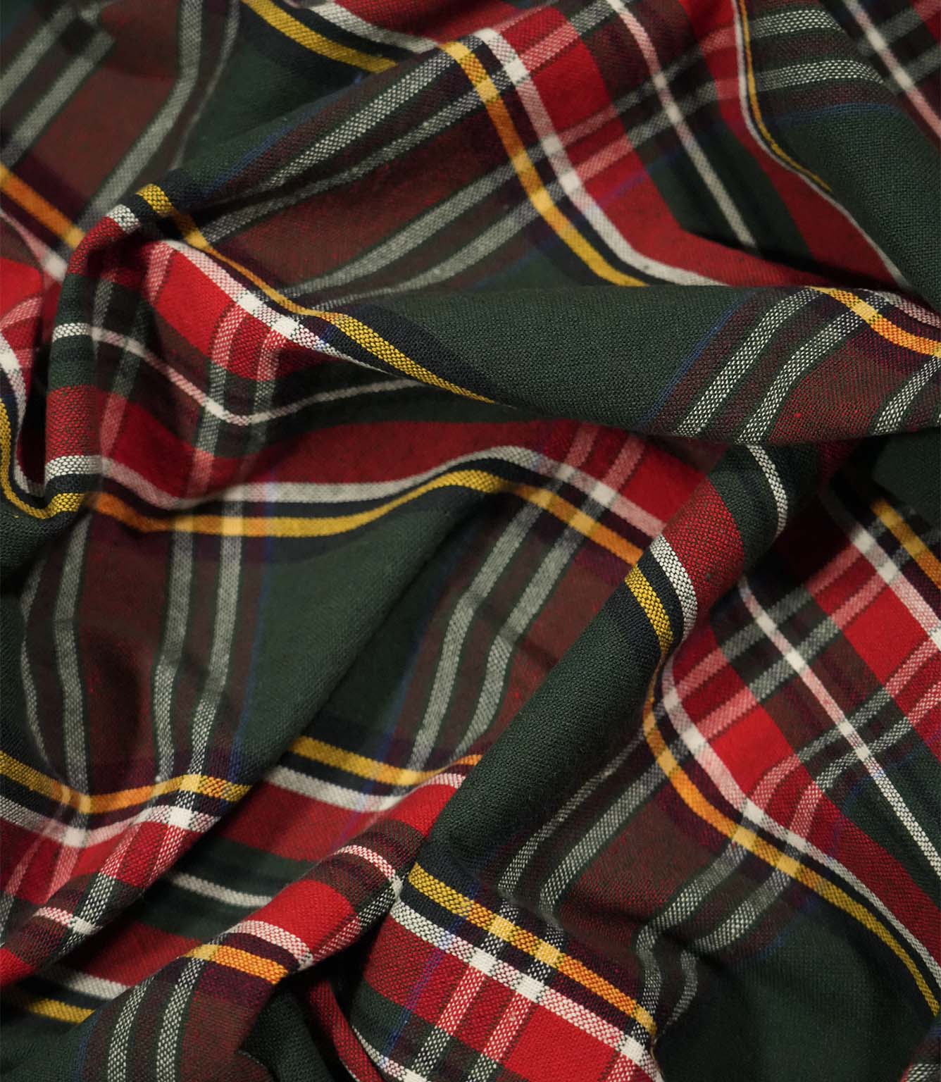 Highland Tartan Fabric / Green / Red