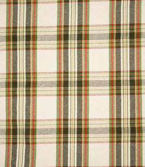 Highland Tartan Fabric / Ivory / Green