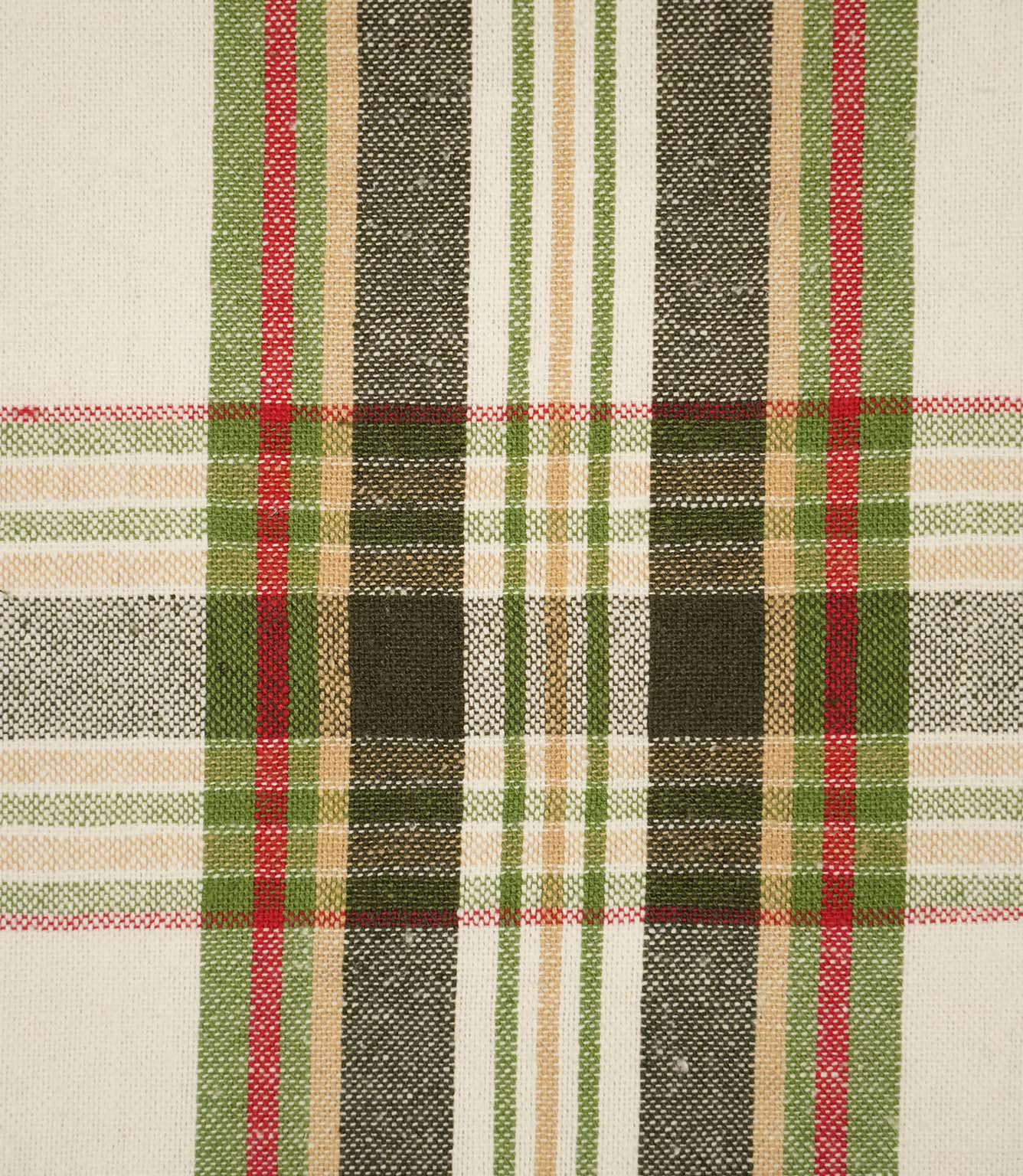 Highland Tartan Fabric / Ivory / Green