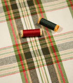 Highland Tartan Fabric / Ivory / Green
