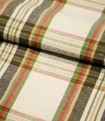 Highland Tartan Fabric / Ivory / Green