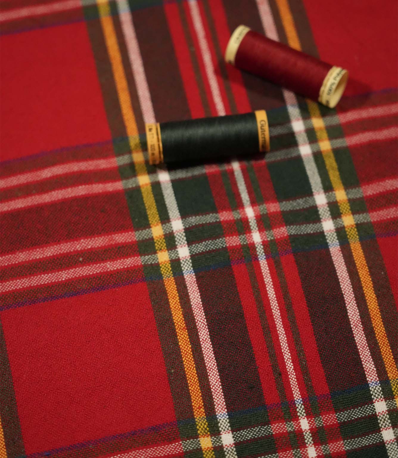 Highland Tartan Fabric / Red / Green