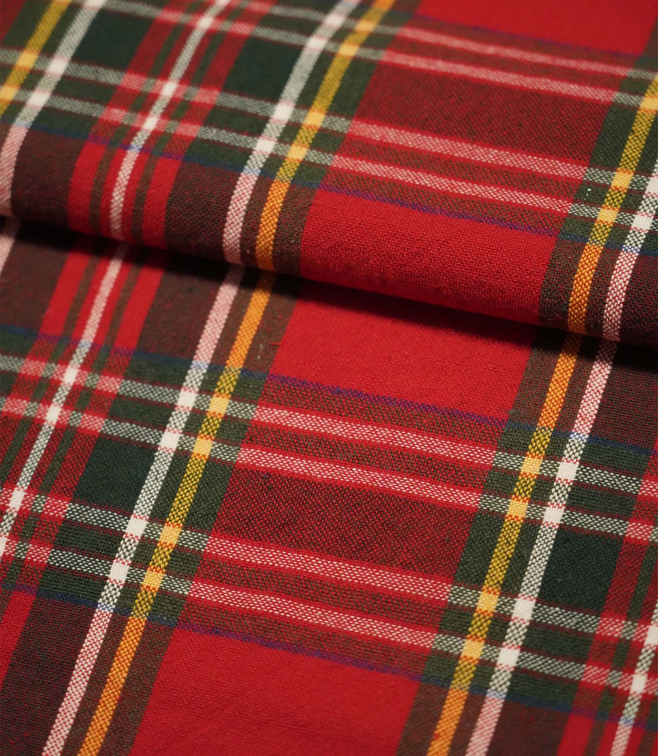 Highland Tartan Fabric / Red / Green