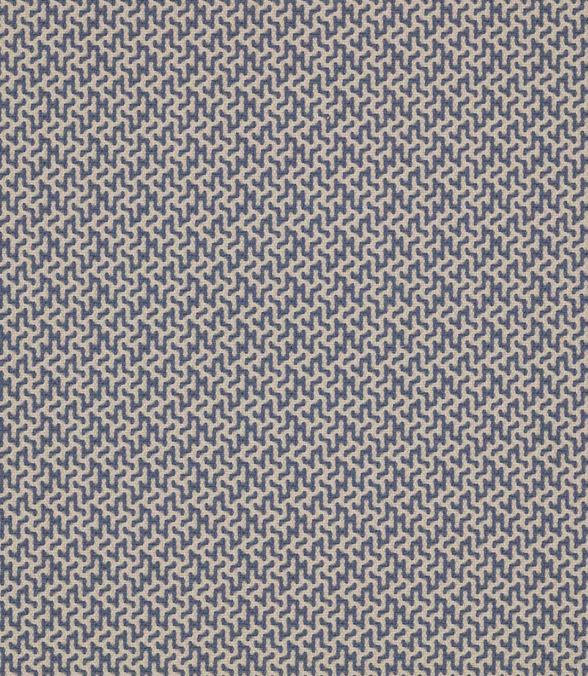 Horton Nautica fabric featuring a small-scale blue geometric pattern on a natural cream background with a textured woven finish.