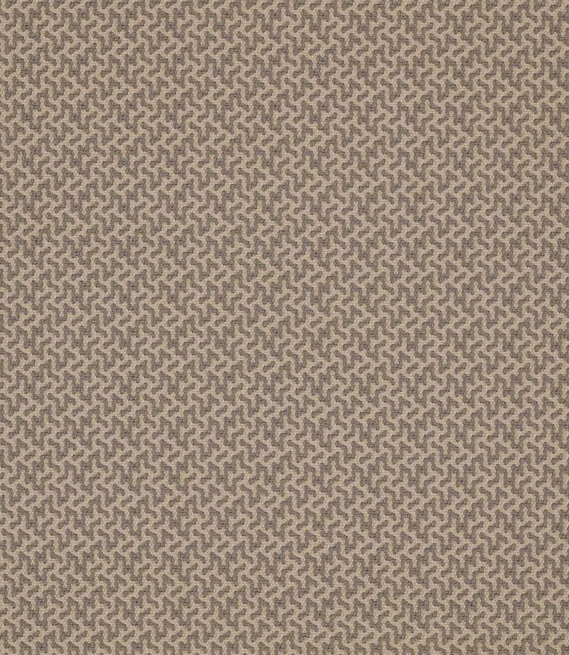 Horton Rockport fabric in earthy grey-brown and beige, featuring an intricate small-scale geometric pattern with a textured finish.
