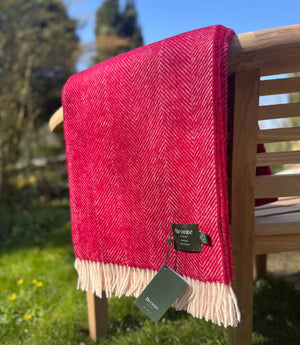 Herringbone Raspberry Red Throw