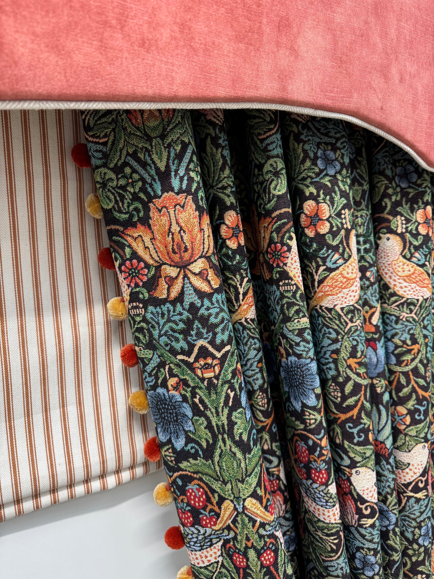 Strawberry Thief Tapestry Fabric / Black
