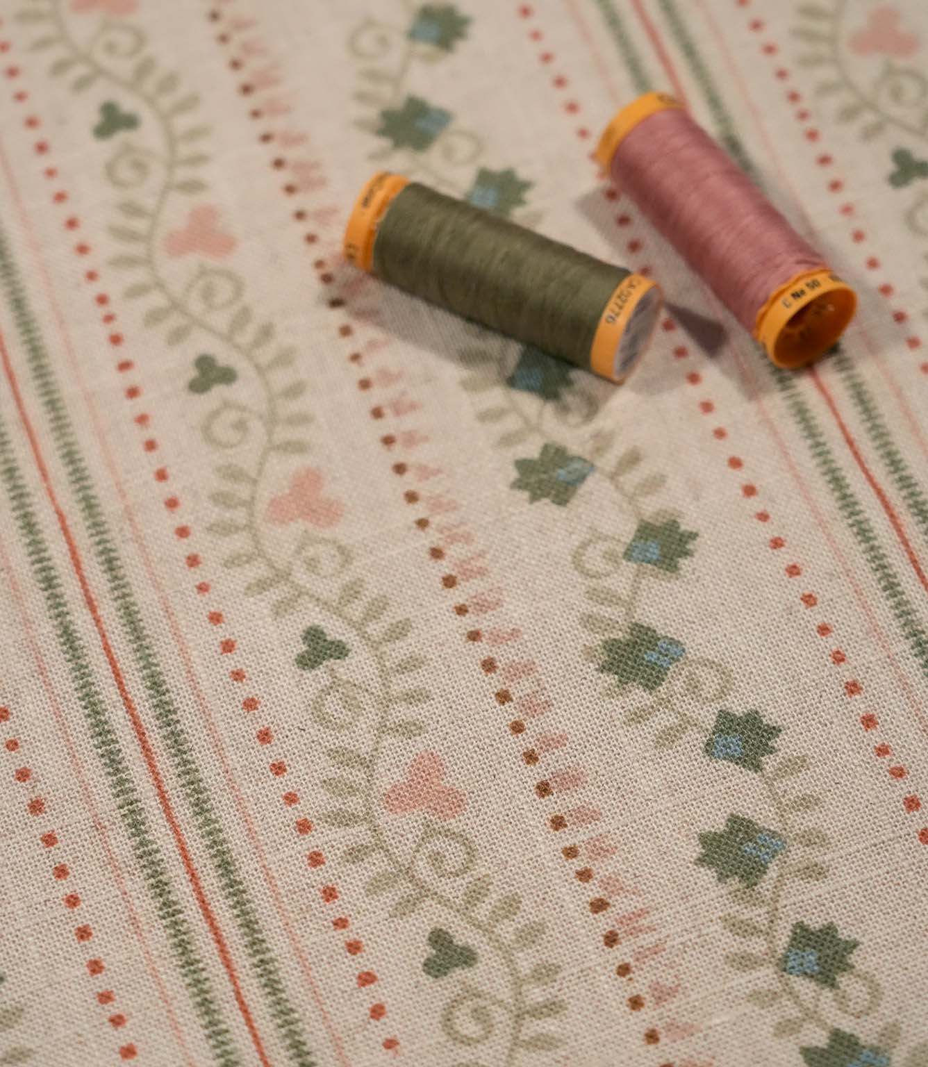 Ivy Tallis Fabric / Blush / Olive Green