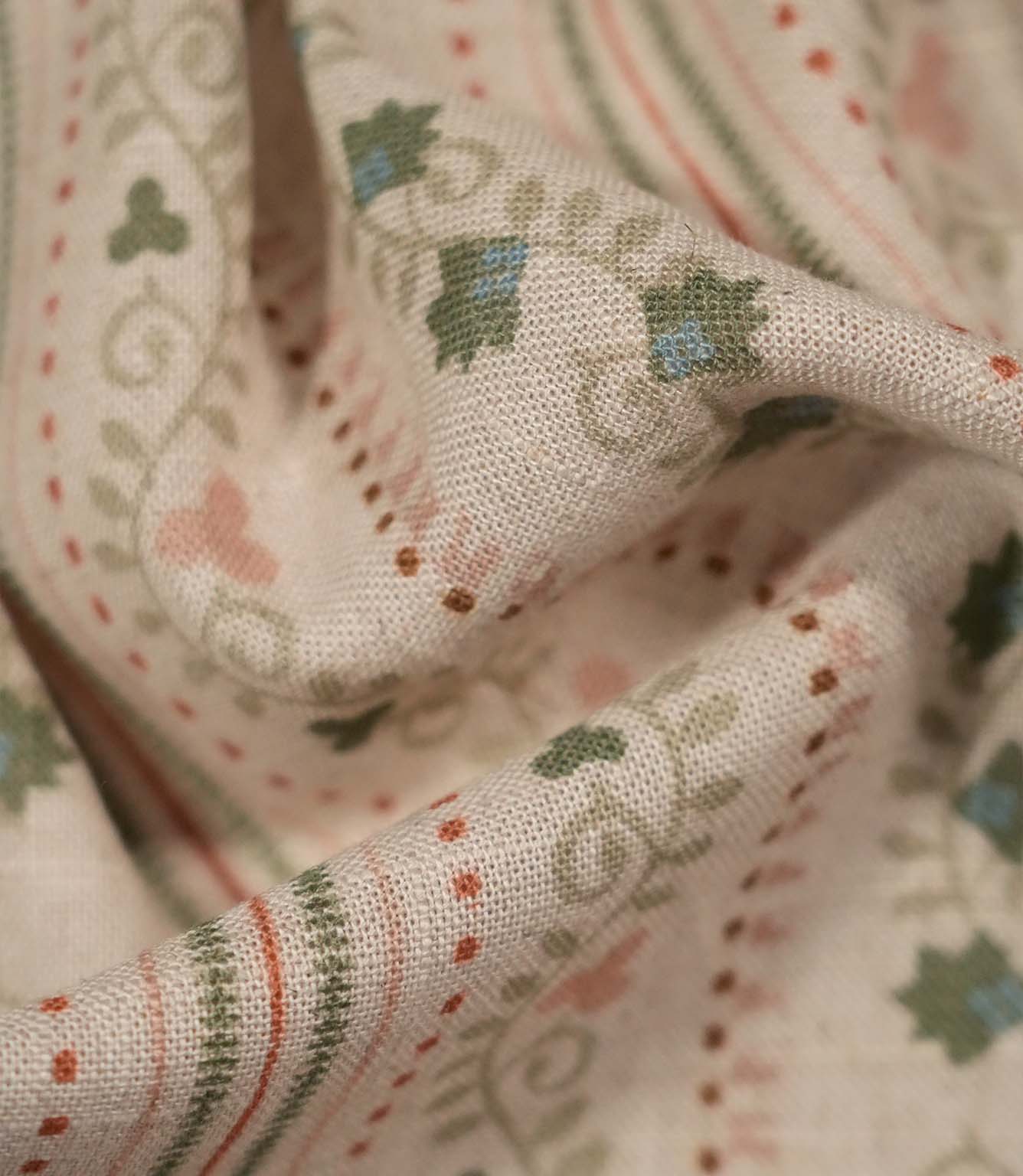 Ivy Tallis Fabric / Blush / Olive Green