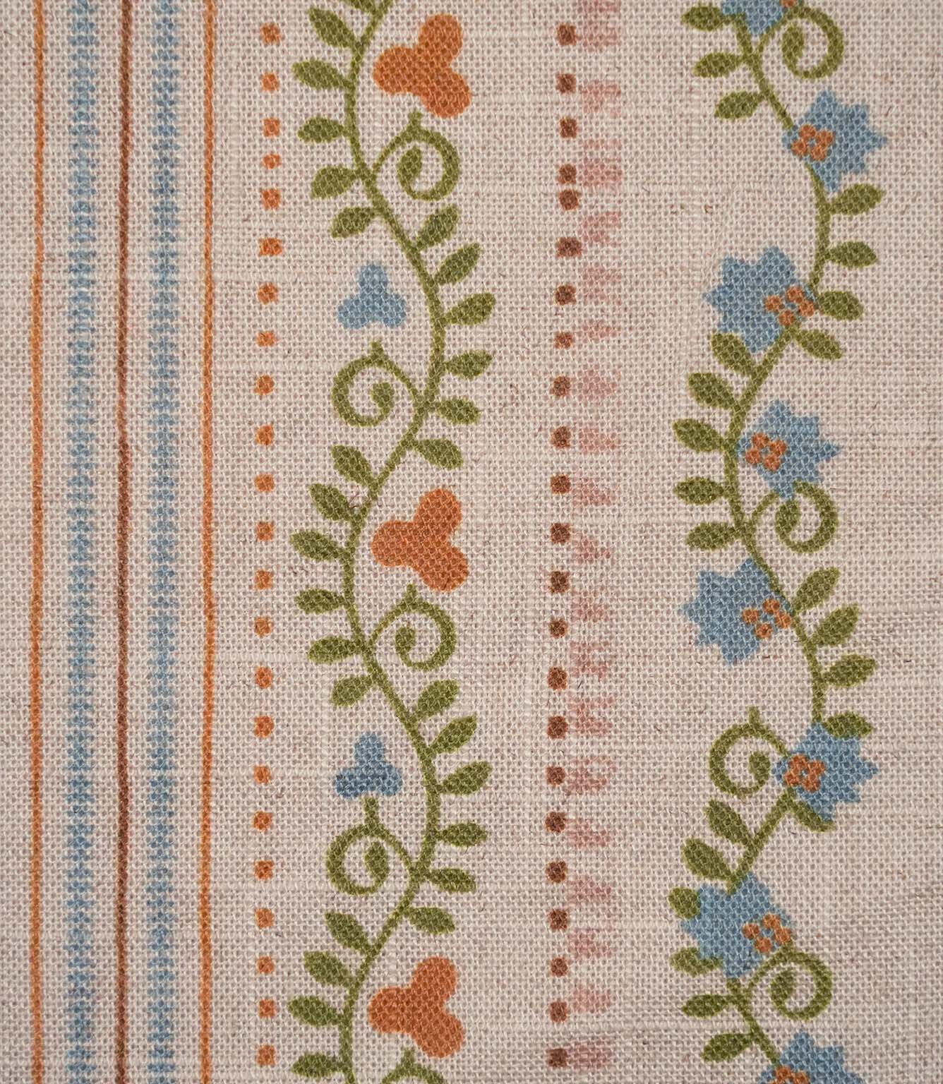 Ivy Tallis Fabric / Sage Green / Rust