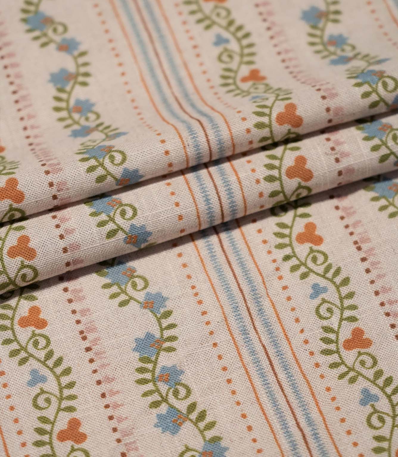 Ivy Tallis Fabric / Sage Green / Rust