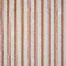 Close-up of Linen Ticking Burnt Orange fabric featuring evenly spaced burnt orange woven stripes on a textured natural cream background.