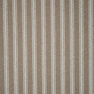 Natural ticking stripe fabric with evenly spaced ivory woven stripes on a warm taupe-beige background, showing the classic striped design and textured weave.