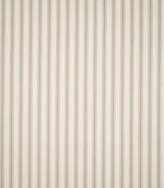 Full view of JF Ticking Beige striped fabric showing repeating fine beige vertical stripes across a cream herringbone woven ground.