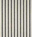 JF Ticking Black fabric featuring classic vertical black ticking stripes on a warm cream background with a subtle herringbone woven texture.