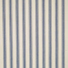 JF Ticking Blue fabric featuring classic vertical blue ticking stripes on a warm cream background with a subtle herringbone woven texture.
