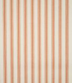 JF Ticking Burnt Orange fabric featuring classic vertical burnt orange ticking stripes on a warm cream background with a subtle herringbone texture.