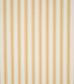 JF Ticking Ochre fabric featuring warm ochre ticking stripes on a cream background with a subtle woven herringbone texture.