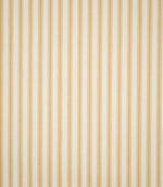 Full view of JF Ticking Ochre striped fabric showing evenly spaced ochre double ticking stripes across a textured cream herringbone ground.