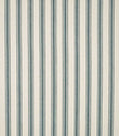 JF Ticking Teal fabric featuring repeating teal ticking stripes on a warm cream background with a subtle woven herringbone texture.