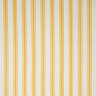 Close-up of JF Ticking Turmeric fabric featuring warm golden yellow vertical ticking stripes on a natural cream background, with a subtle herringbone weave adding texture.