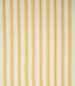 Close-up of JF Ticking Turmeric fabric featuring warm golden yellow vertical ticking stripes on a natural cream background, with a subtle herringbone weave adding texture.