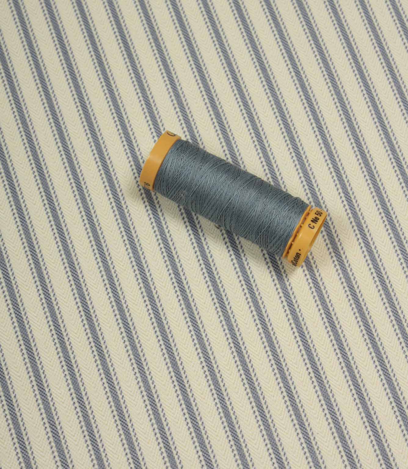 JF Ticking Blackout Lining Fabric / Airforce Blue | Just Fabrics