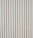 Beige ticking stripe fabric with fine vertical stripes on an ivory background and a subtle woven herringbone texture.