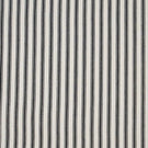 Black ticking stripe fabric with fine vertical stripes on an ivory background and a subtle woven herringbone texture.