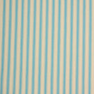 Ivory herringbone ticking stripe fabric with narrow Pacific blue woven stripes in a classic vertical design.