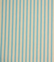 Ivory herringbone ticking stripe fabric with narrow Pacific blue woven stripes in a classic vertical design.