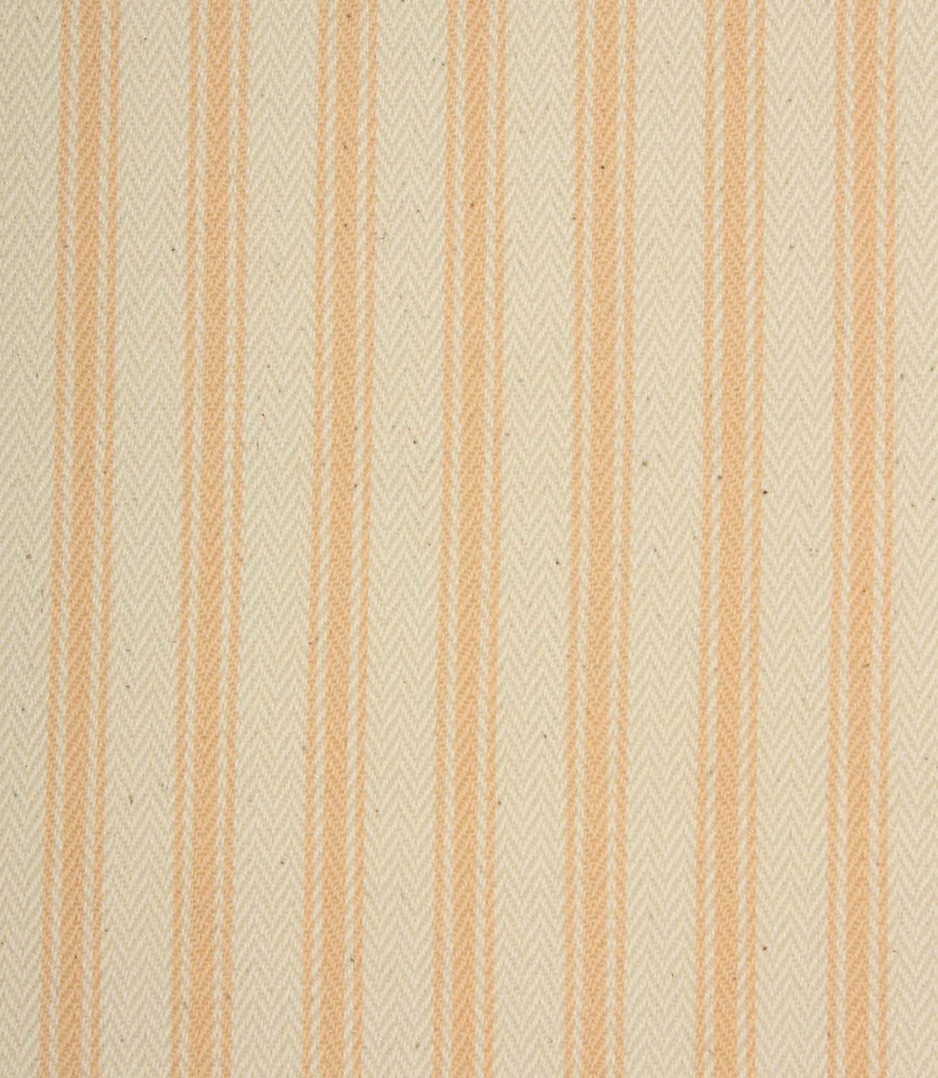 Close-up of ivory herringbone weave fabric featuring delicate peach ticking stripes and subtle textured detailing.
