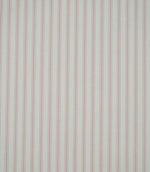 Pink ticking stripe fabric with fine vertical stripes on an ivory background and a subtle woven herringbone texture.