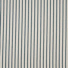 Teal ticking stripe fabric with fine vertical stripes on an ivory background and a subtle woven herringbone texture.