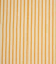 Ivory herringbone ticking stripe fabric with warm turmeric yellow woven stripes in a classic vertical pattern.
