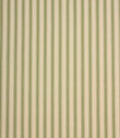 Ivory herringbone ticking stripe fabric with warm green woven stripes in a classic vertical design.